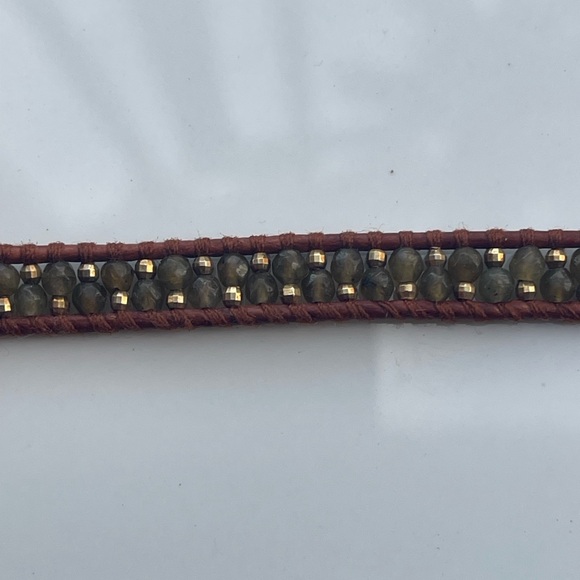 Brown Leather Wrap Bracelet with Beaded Detail - Picture 10 of 10